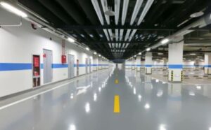 Garage with epoxy floors